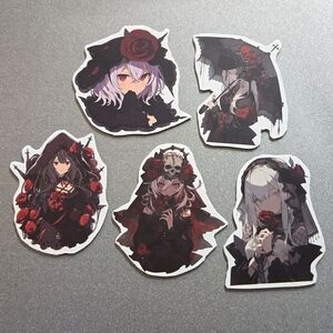 Gothic Rose Anime Magnet Set — Handmade Dark Aesthetic Locker & Workspace Decor